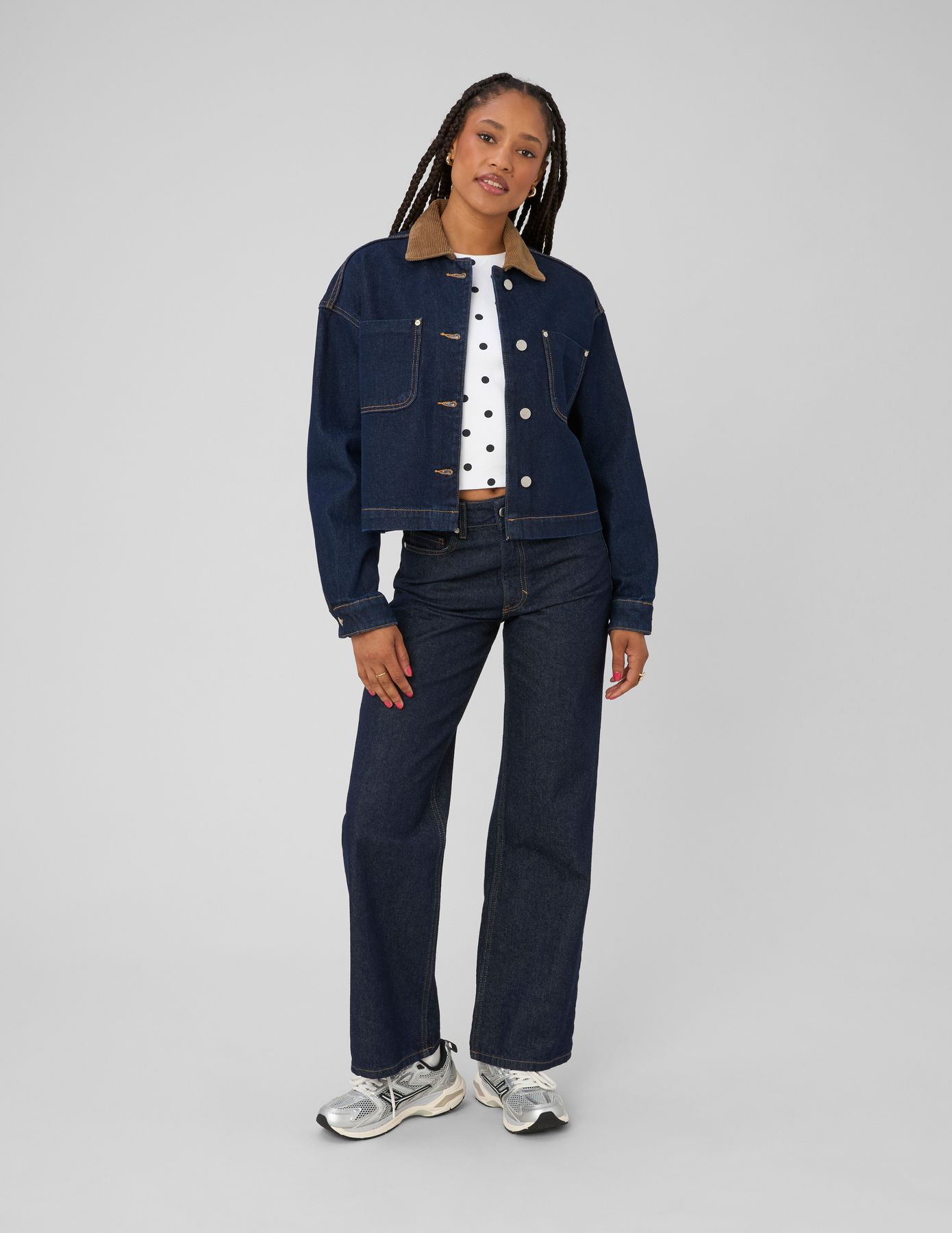 Veste en jean col velours