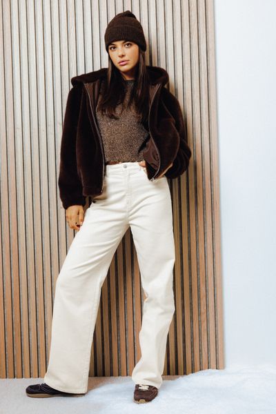 Pantalon straight velours