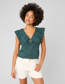 Blouse sans manches en broderie 3D
