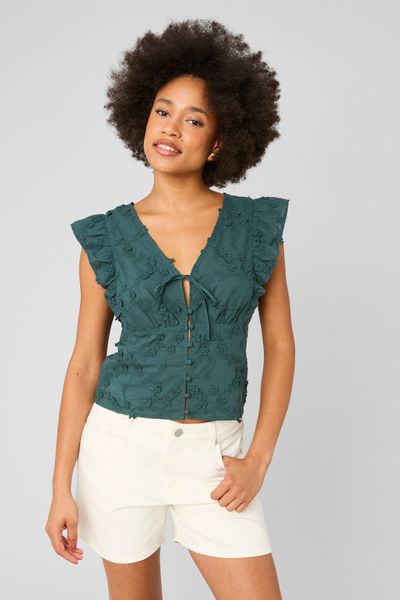 Blouse sans manches en broderie 3D