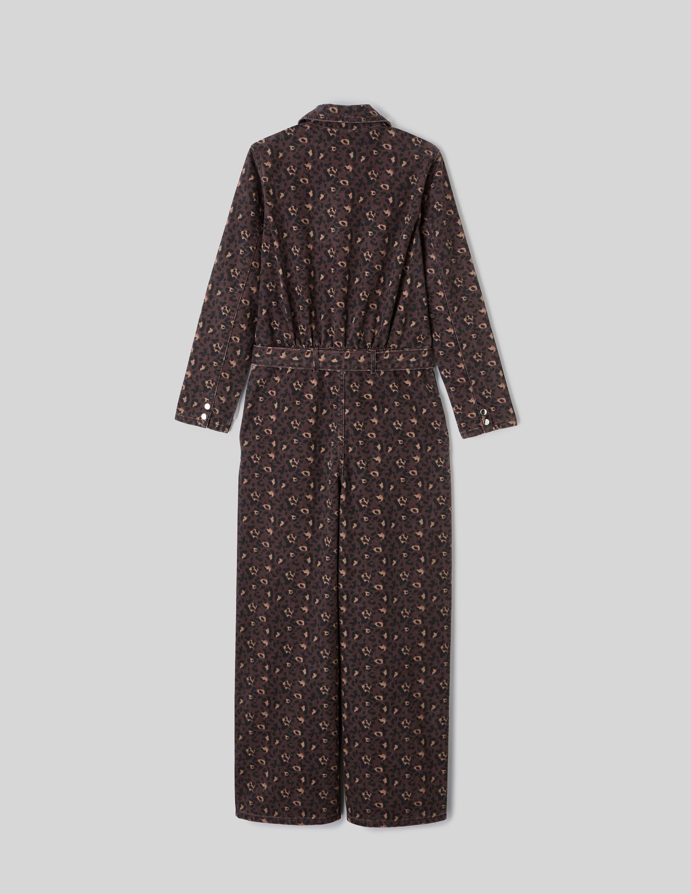 Combinaison en denim imprimé léopard