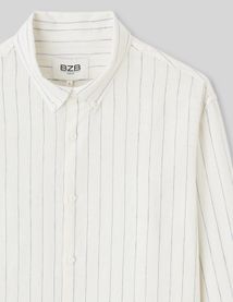 Chemise manches longues ray&eacute;e viscose lin