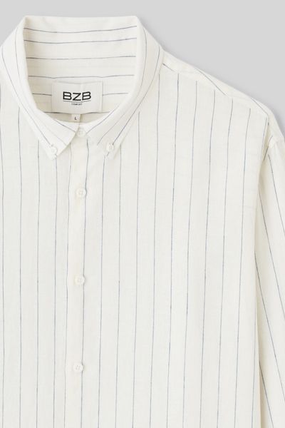 Chemise manches longues ray&eacute;e viscose lin