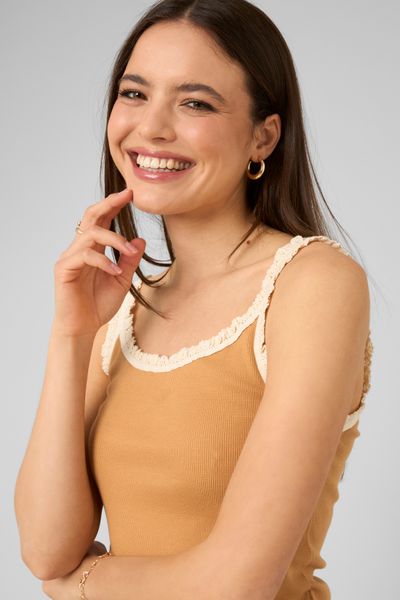 D&eacute;bardeur avec bord contrastant en dentelle