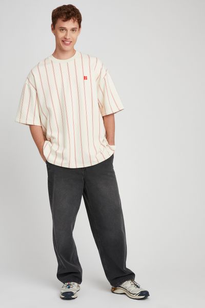 T-shirt broderie poitrine rayé