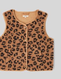 Gilet sans manches l&eacute;opard en sherpa