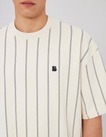T-shirt broderie poitrine rayé