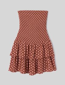 Robe courte imprim&eacute;e bustier