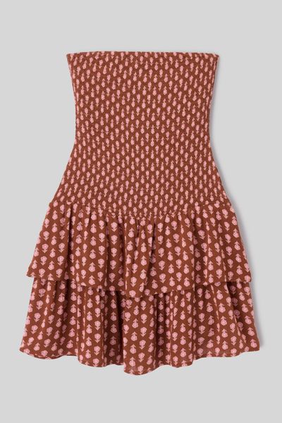 Robe courte imprim&eacute;e bustier