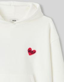 Sweat col capuche imprimé devant / dos