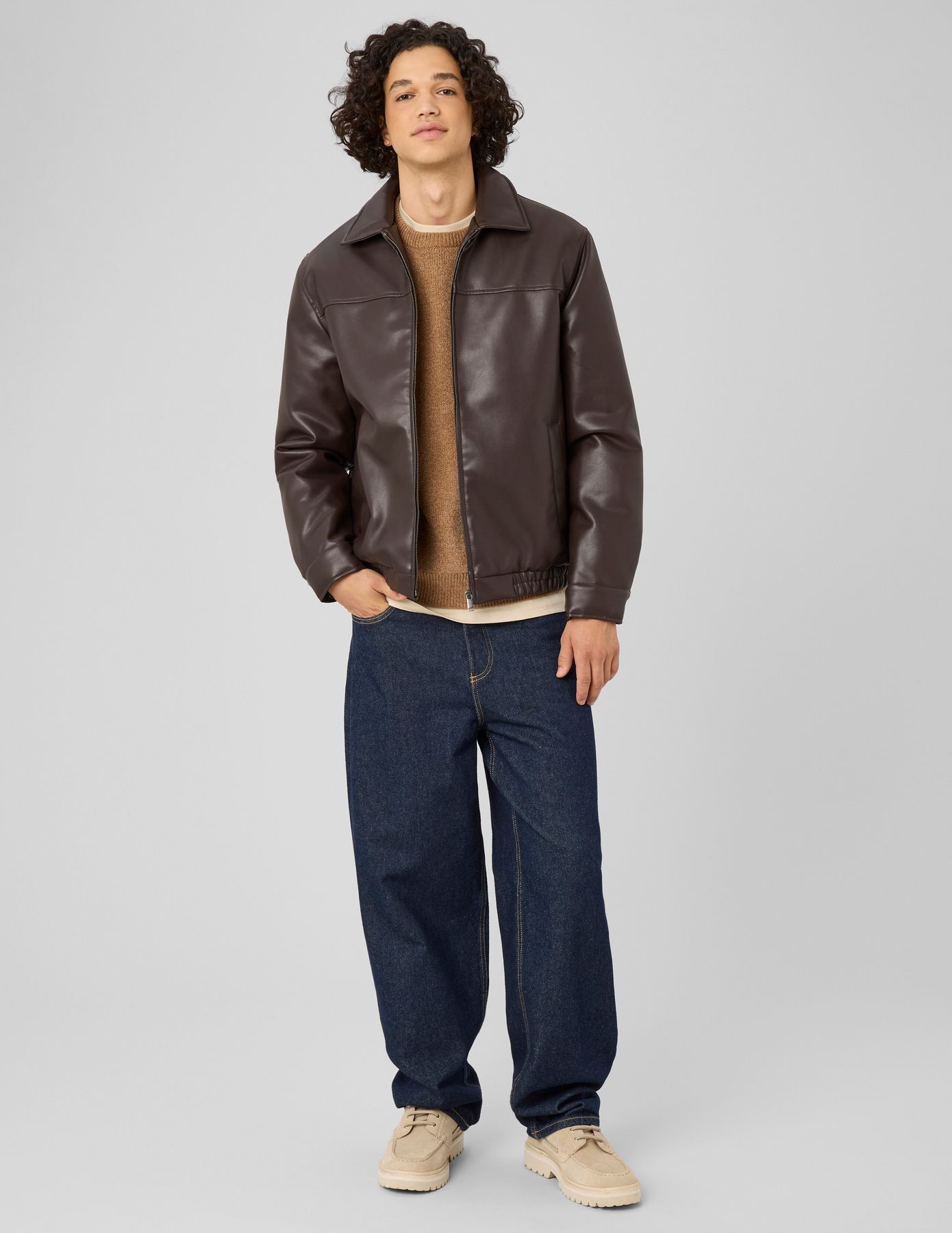 Blouson zipp&eacute; tissu enduit