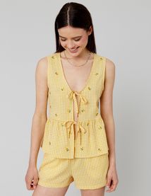 Blouse à nouer motif vichy
