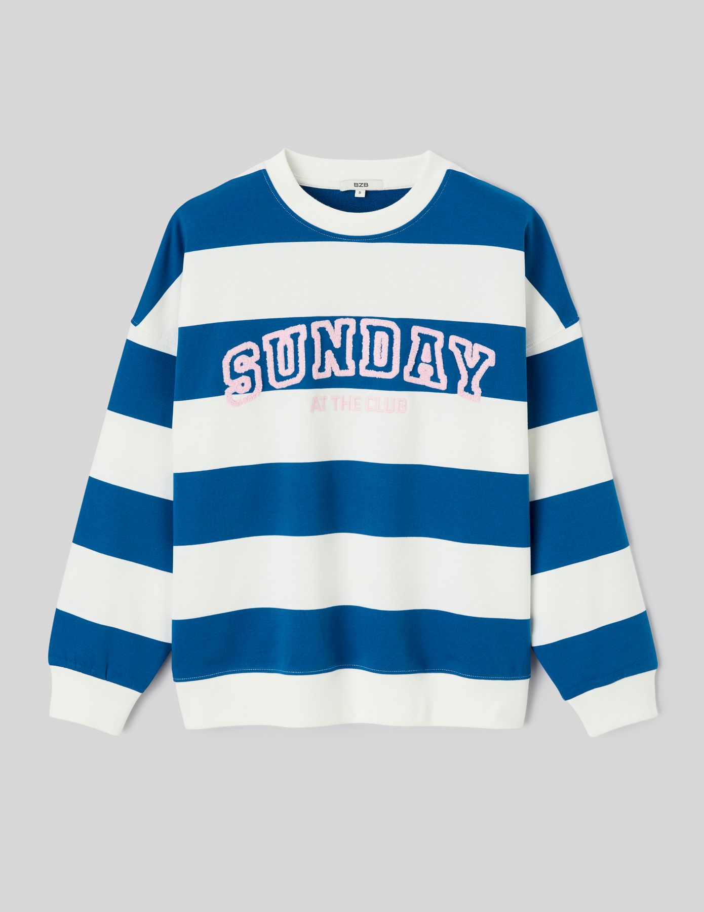 Sweat col rond brod&eacute; &agrave; rayures