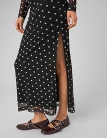 Robe longue imprim&eacute;e pois