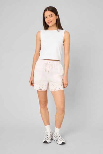 Short ray&eacute; broderie anglaise