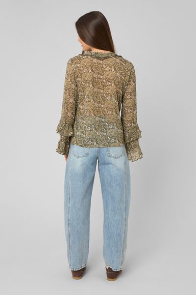 Blouse imprim&eacute;e volant&eacute;e