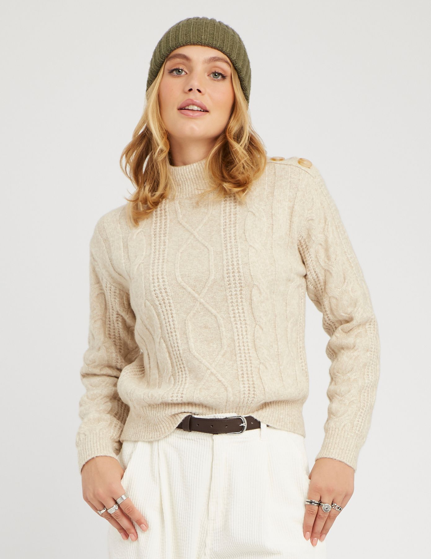 Pull col montant torsadé