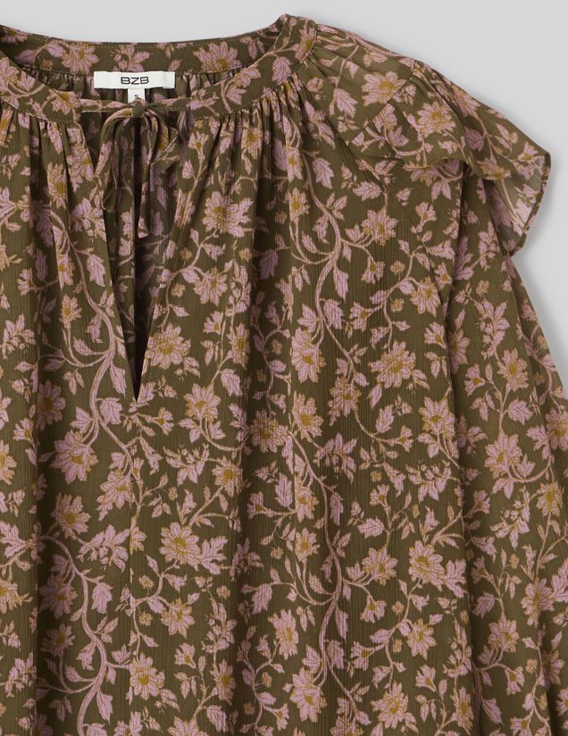 Blouse imprim&eacute;e &agrave; volants