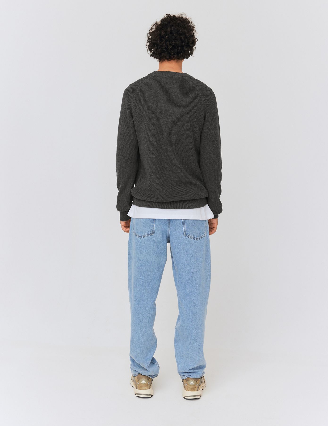 Pull col rond coton uni