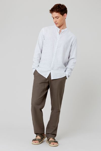 Chemise rayée col mao