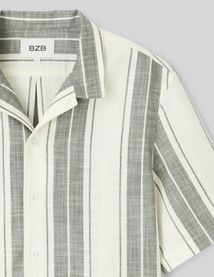 Chemise manches courtes rayées chevron