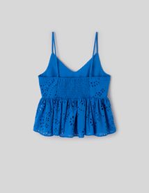 Top fines bretelles en broderie anglaise