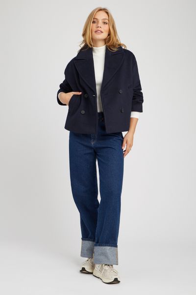 Manteau caban en laine