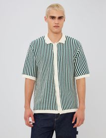 Chemise manches courtes rayée tricot