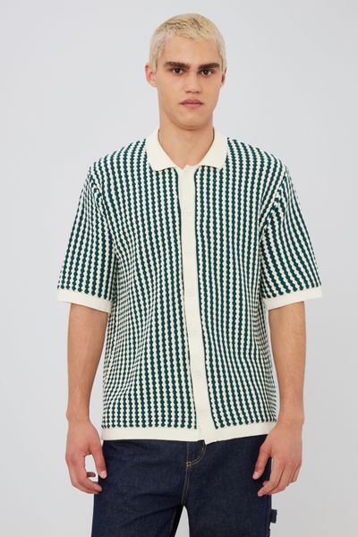 Chemise manches courtes rayée tricot