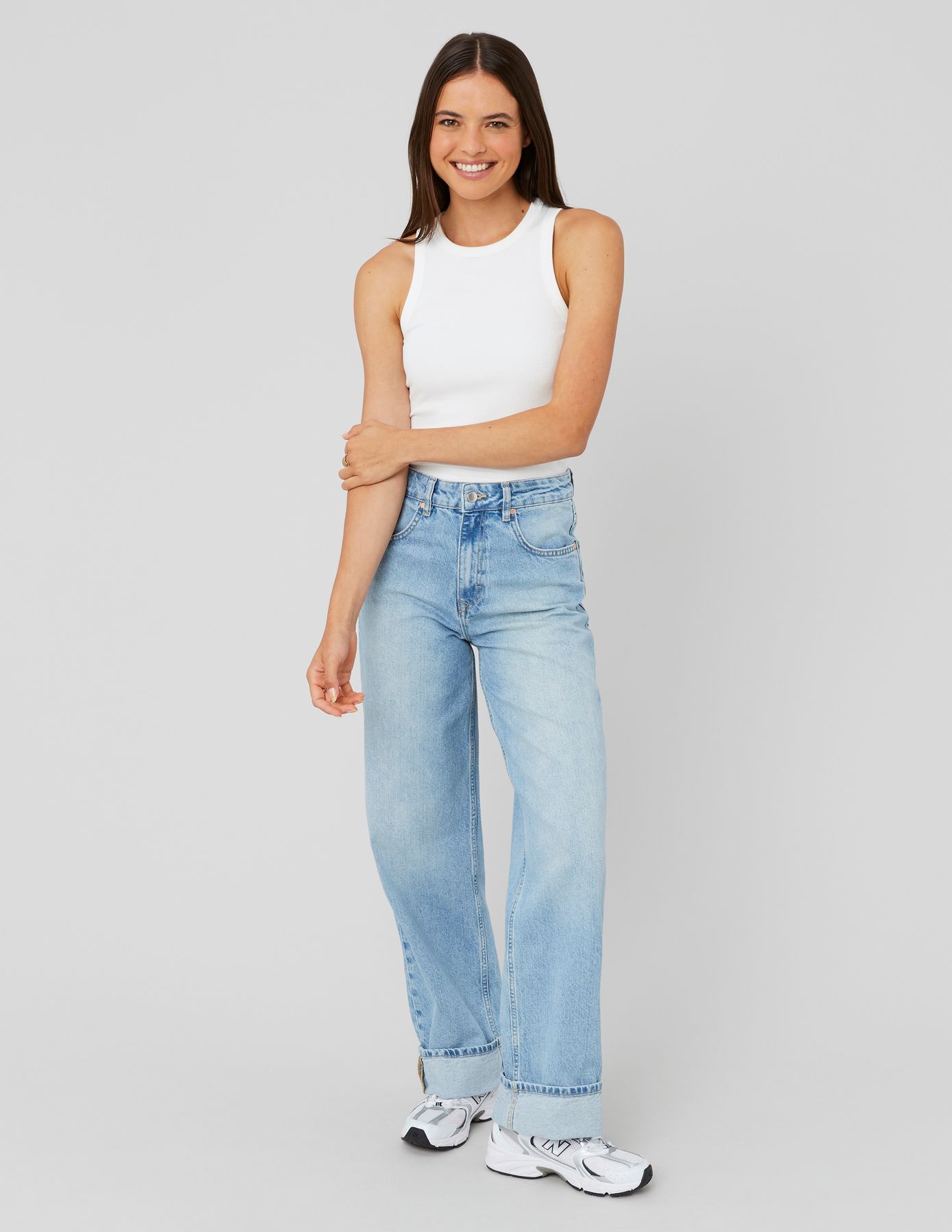Jean baggy à revers