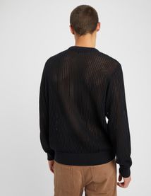 Pull col rond maille ajourée
