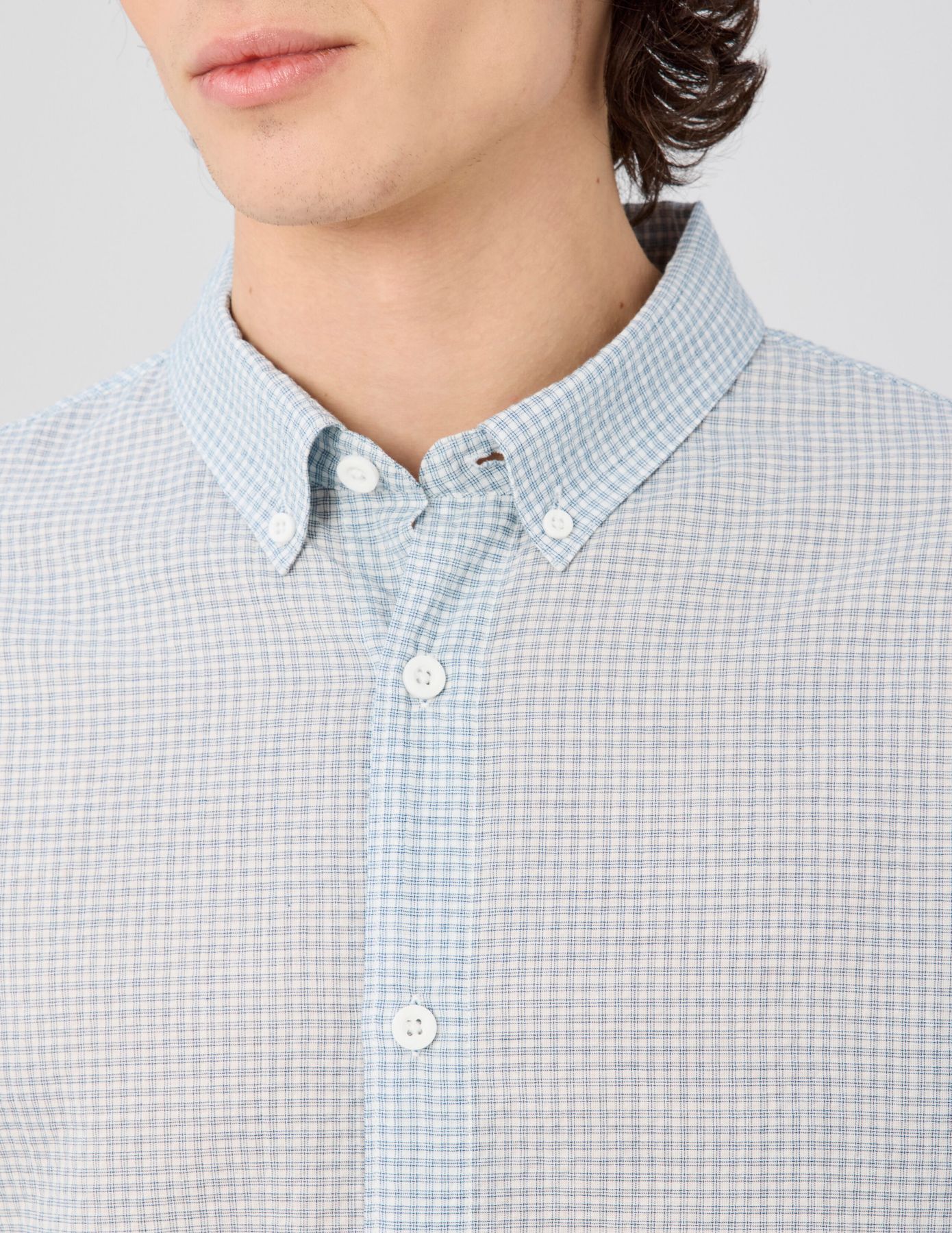 Chemise &agrave; carreaux seersucker