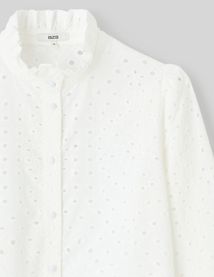 Chemise col montant broderie anglaise