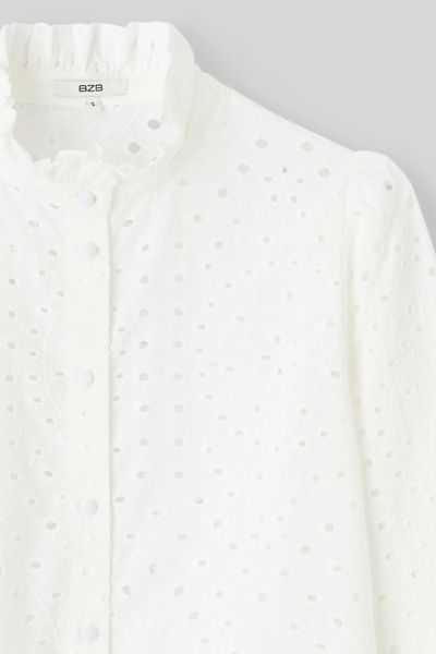 Chemise col montant broderie anglaise