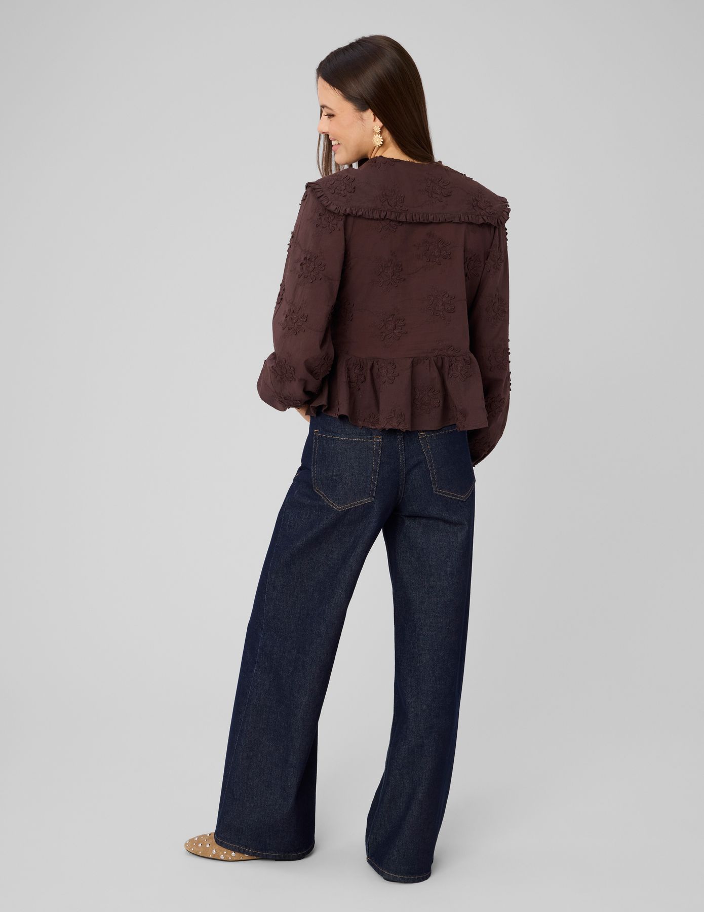 Chemise maxi col broderie 3D