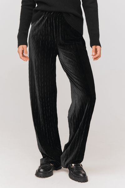 Pantalon wide leg en maille velours