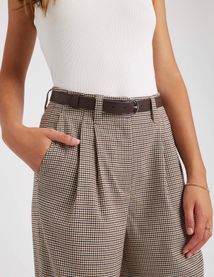 Pantalon tailleur à carreaux en polyester recyclé