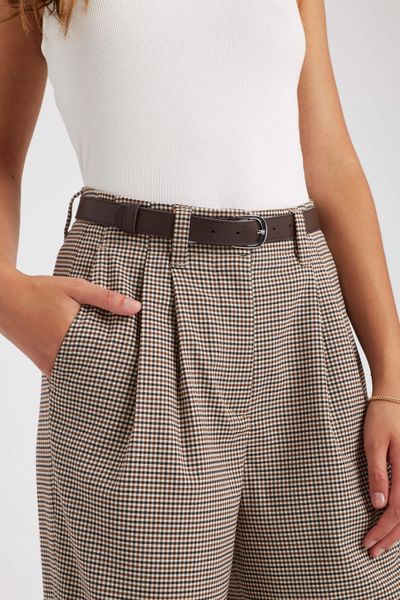 Pantalon tailleur à carreaux en polyester recyclé