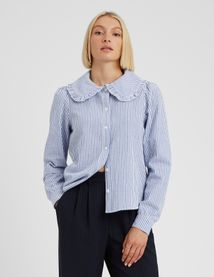Chemise col claudine ray&eacute;e