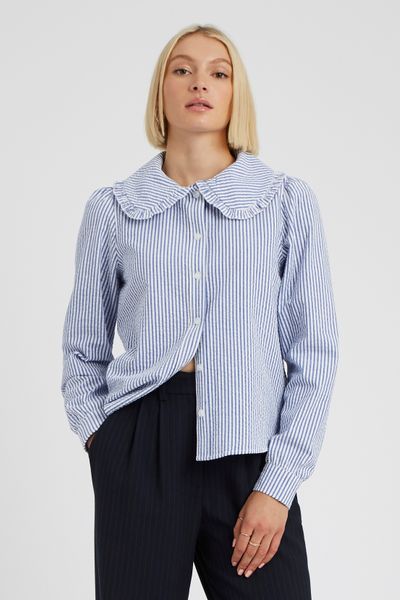 Chemise col claudine ray&eacute;e