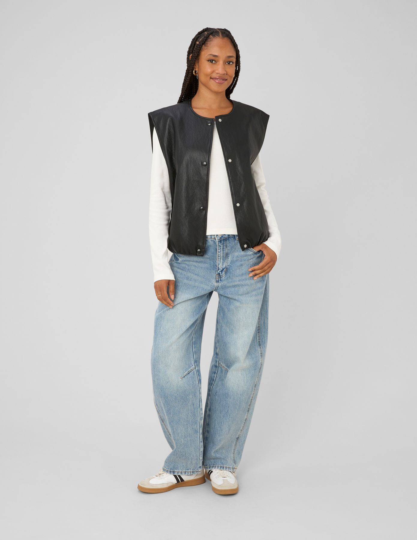 Gilet sans manches en tissu enduit