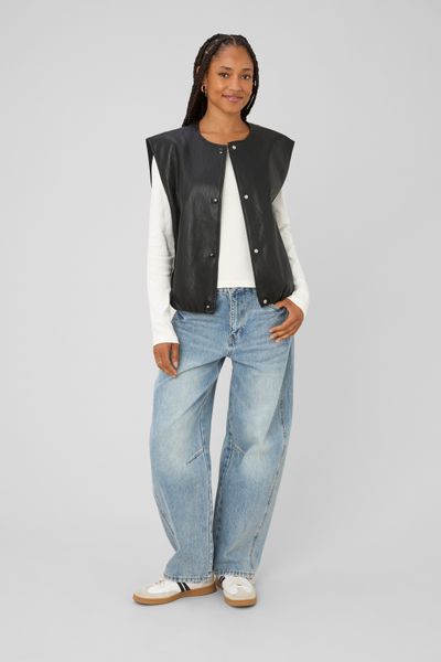 Gilet sans manches en tissu enduit