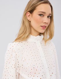 Chemise col montant broderie anglaise