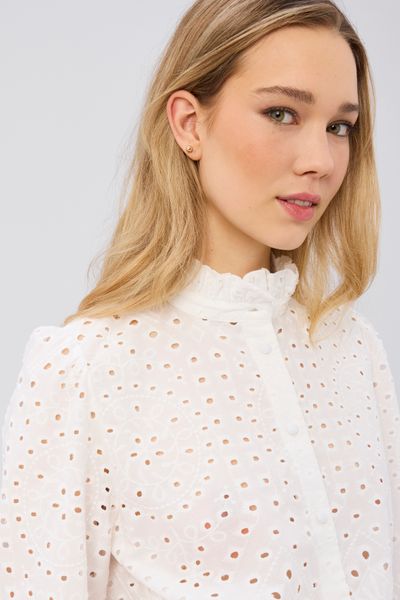 Chemise col montant broderie anglaise