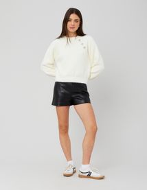 Short en tissu enduit