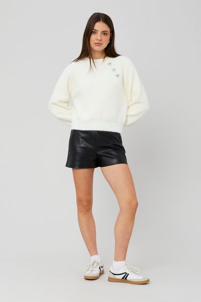 Short en tissu enduit