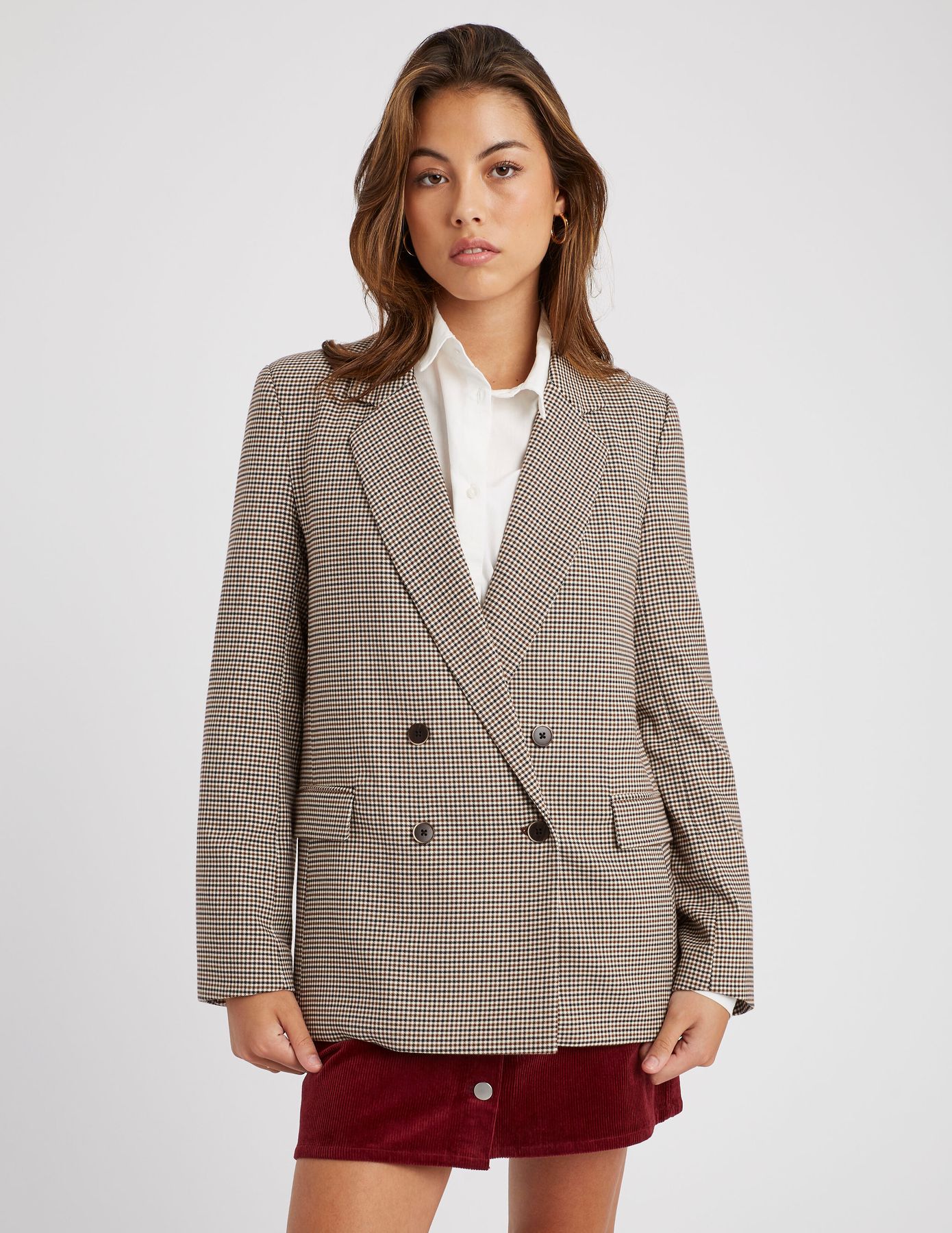 Blazer carreaux polyester recycl&eacute;