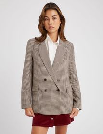 Blazer carreaux polyester recycl&eacute;