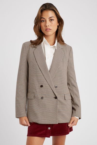 Blazer carreaux polyester recycl&eacute;
