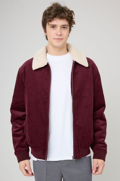 Blouson zippé velours col sherpa